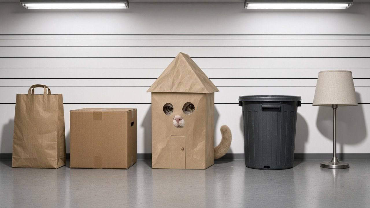 The garage. Hiding in plain cardboard.