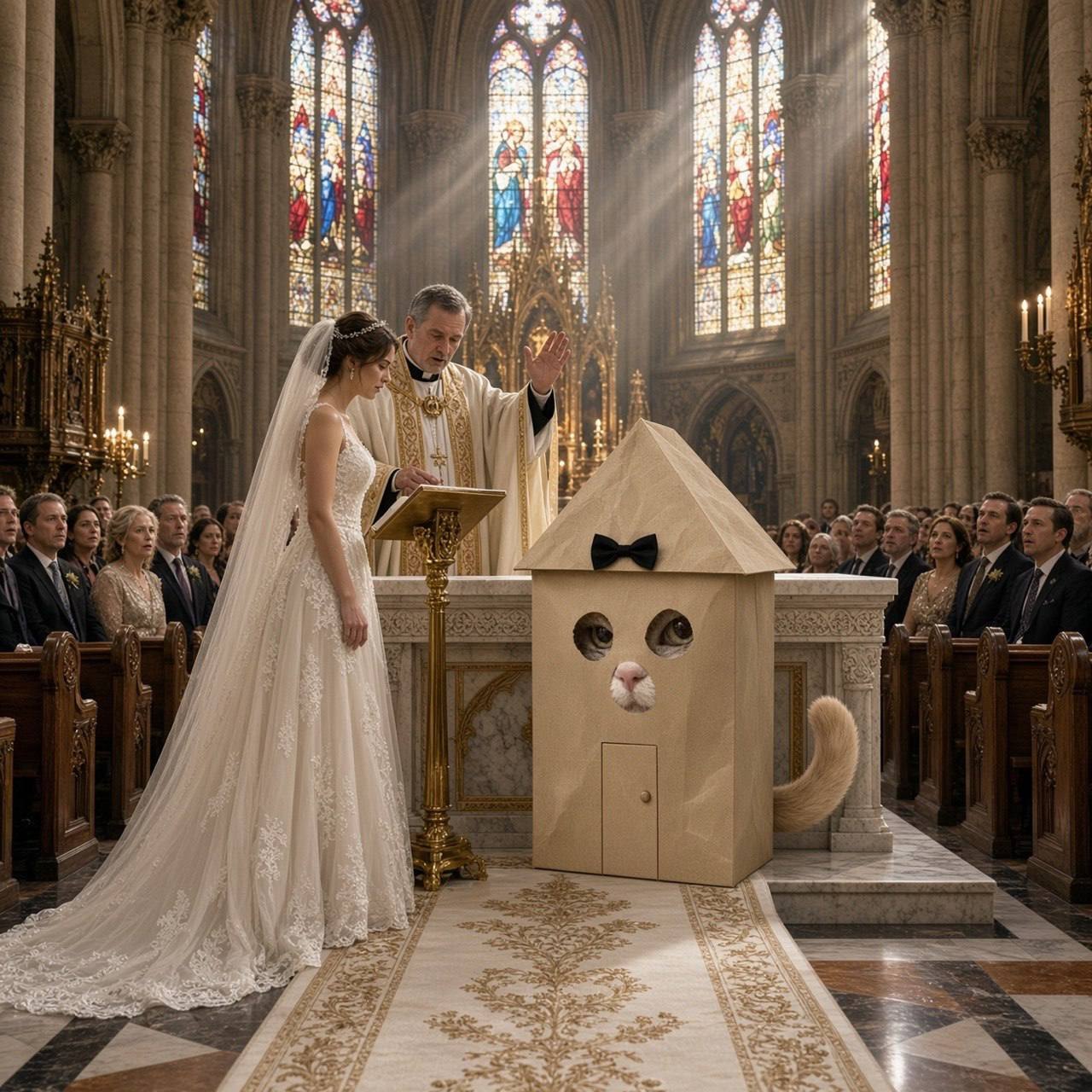 Somebody's wedding. Nobody invited him. Front row.