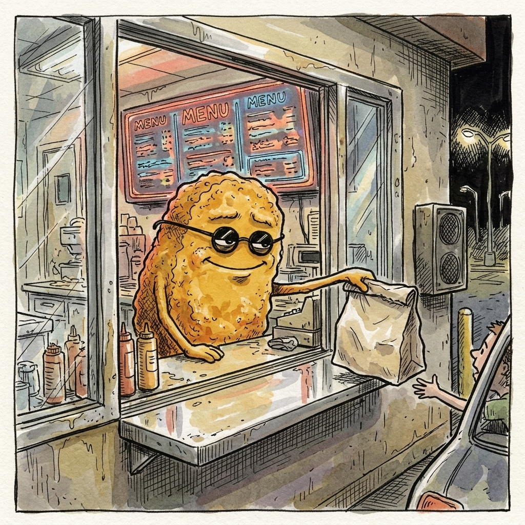 The drive-thru, where most of his career happens.